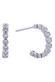 14K Link Round CZ Hoop Post Earring
