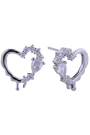 14K Love Pave CZ Post Earring