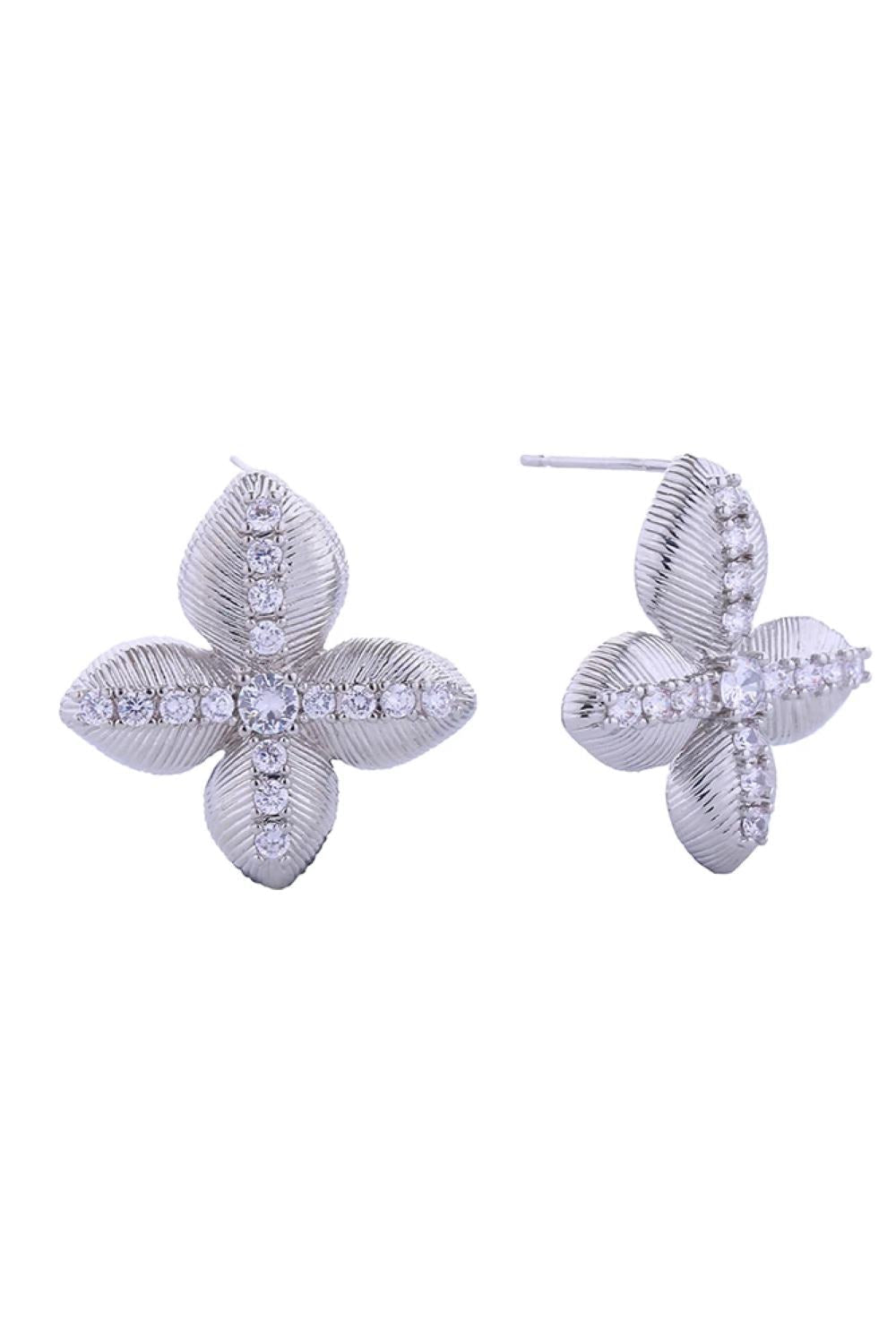 14K Lucky Clover Pave CZ Post Earring