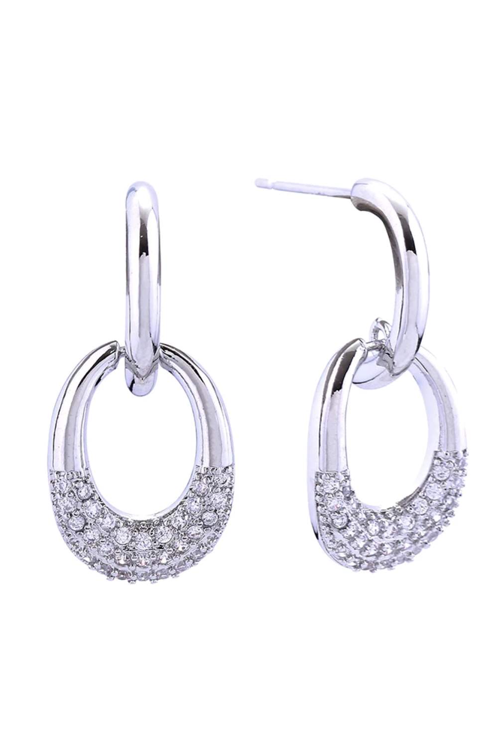 14K Lucky Drop Pave CZ Post Earring