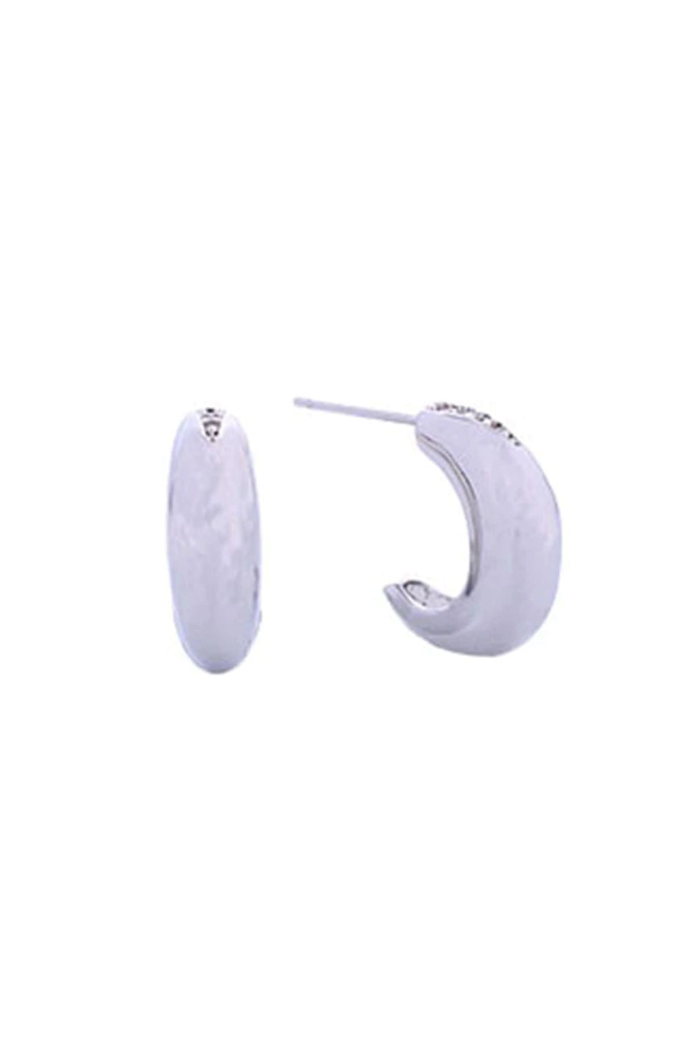 14K Mini Moon Pave CZ Post Earrings