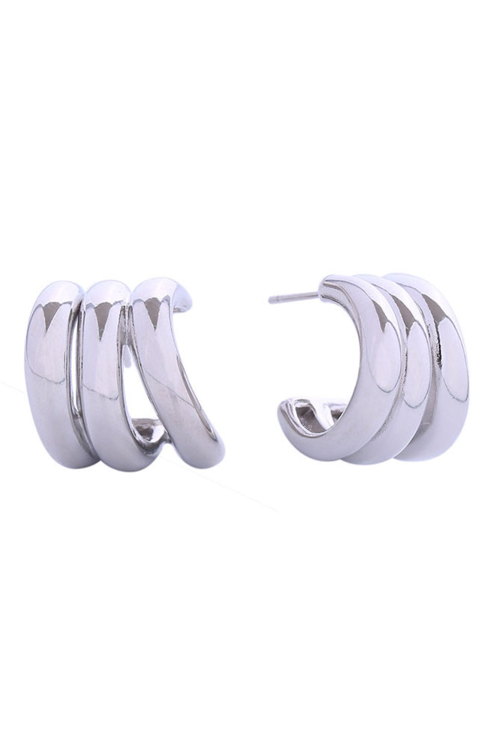 14K Mini Triple Hoop Post Earrings