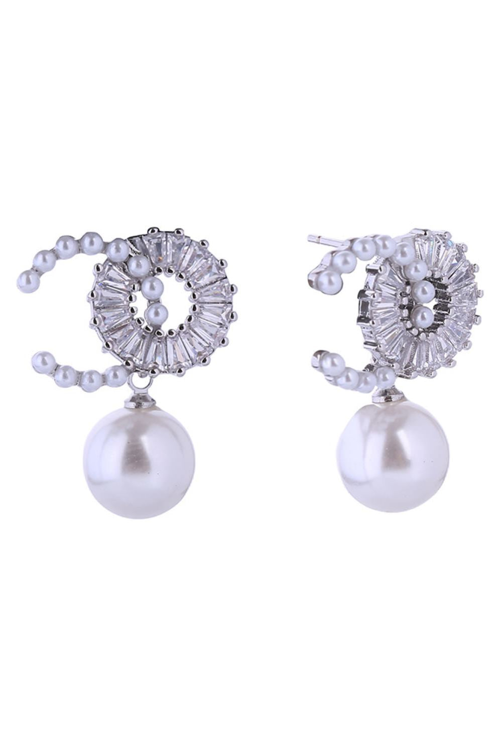 14K O-C Pearl Drop Post Earrings