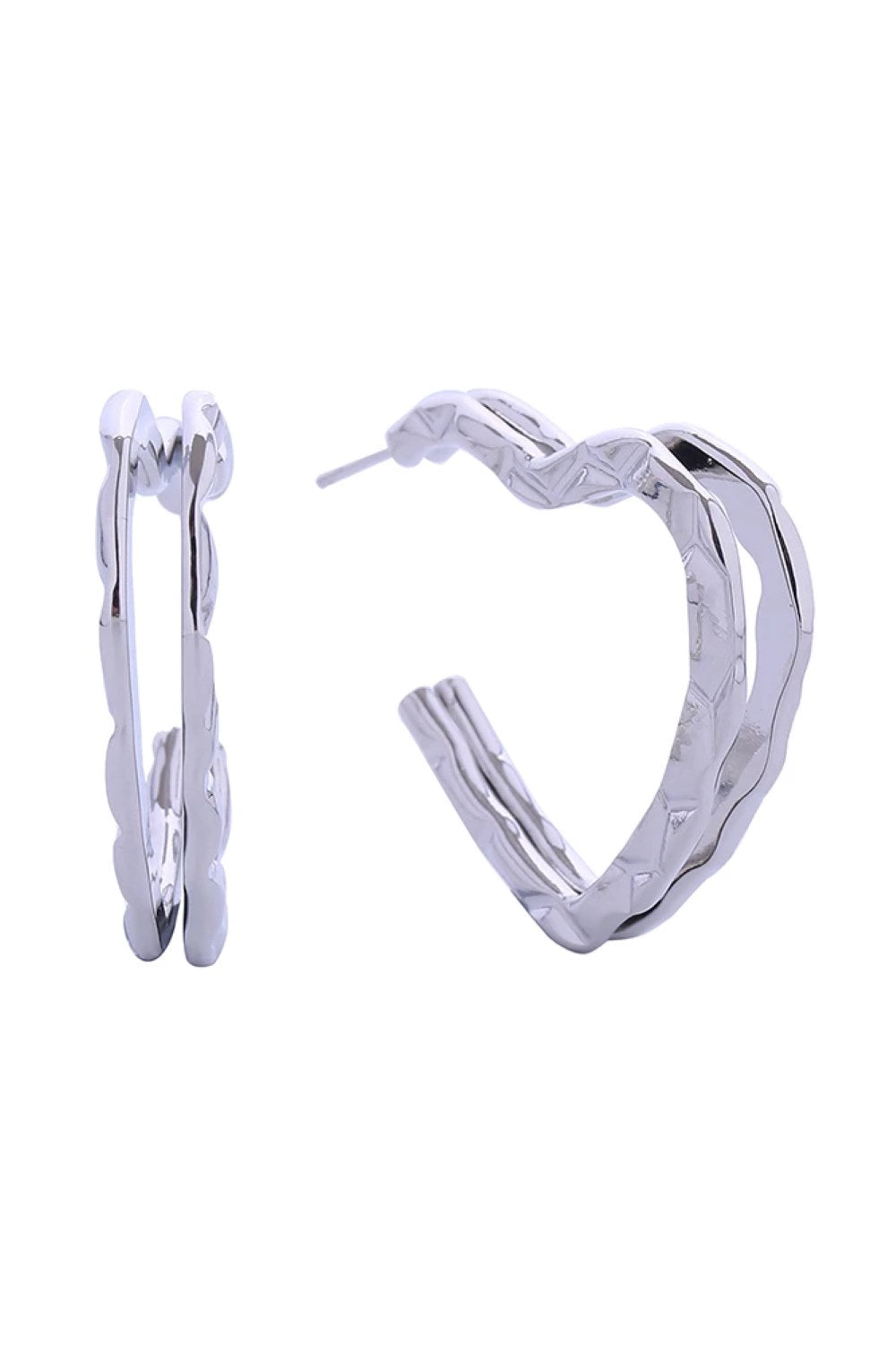 14K Open Heart Post Earrings