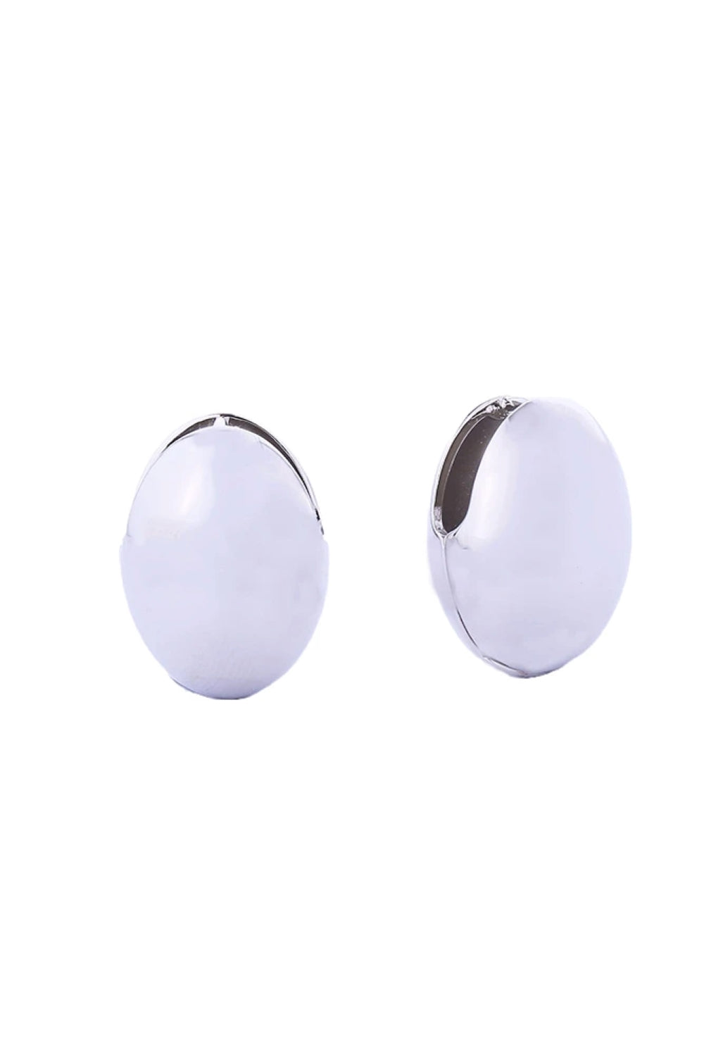 14K Oval Dome Huggie Earrings