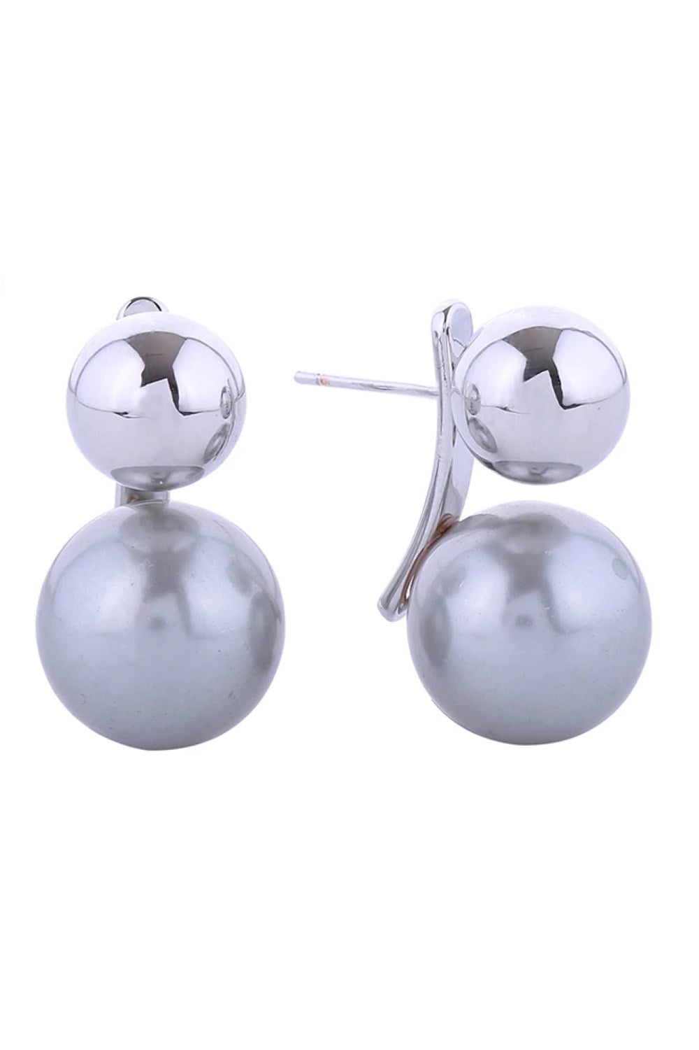 14K Pearl Ball Drop Post Earrings