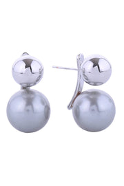14K Pearl Ball Drop Post Earrings