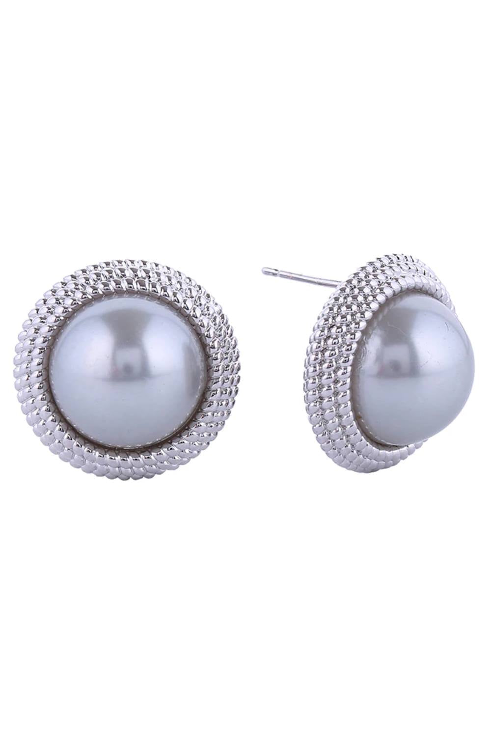 14K Pearl Button Post Earring