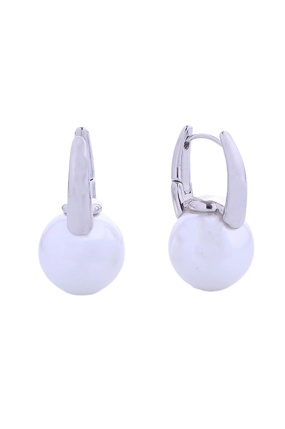 14K Pearl Drop Huggie Earrings