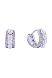 14K Pearl Eternity Huggie Earrings
