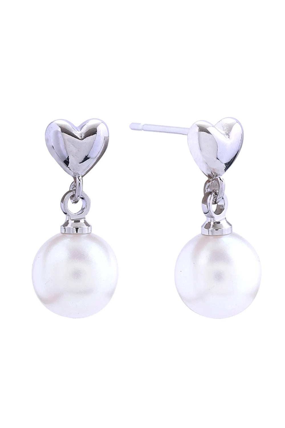 14K Pearly Heart Post Earring