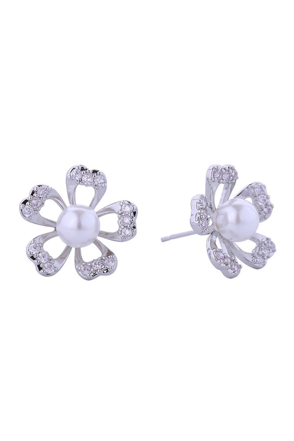 14K Petals Pearl Post Earrings