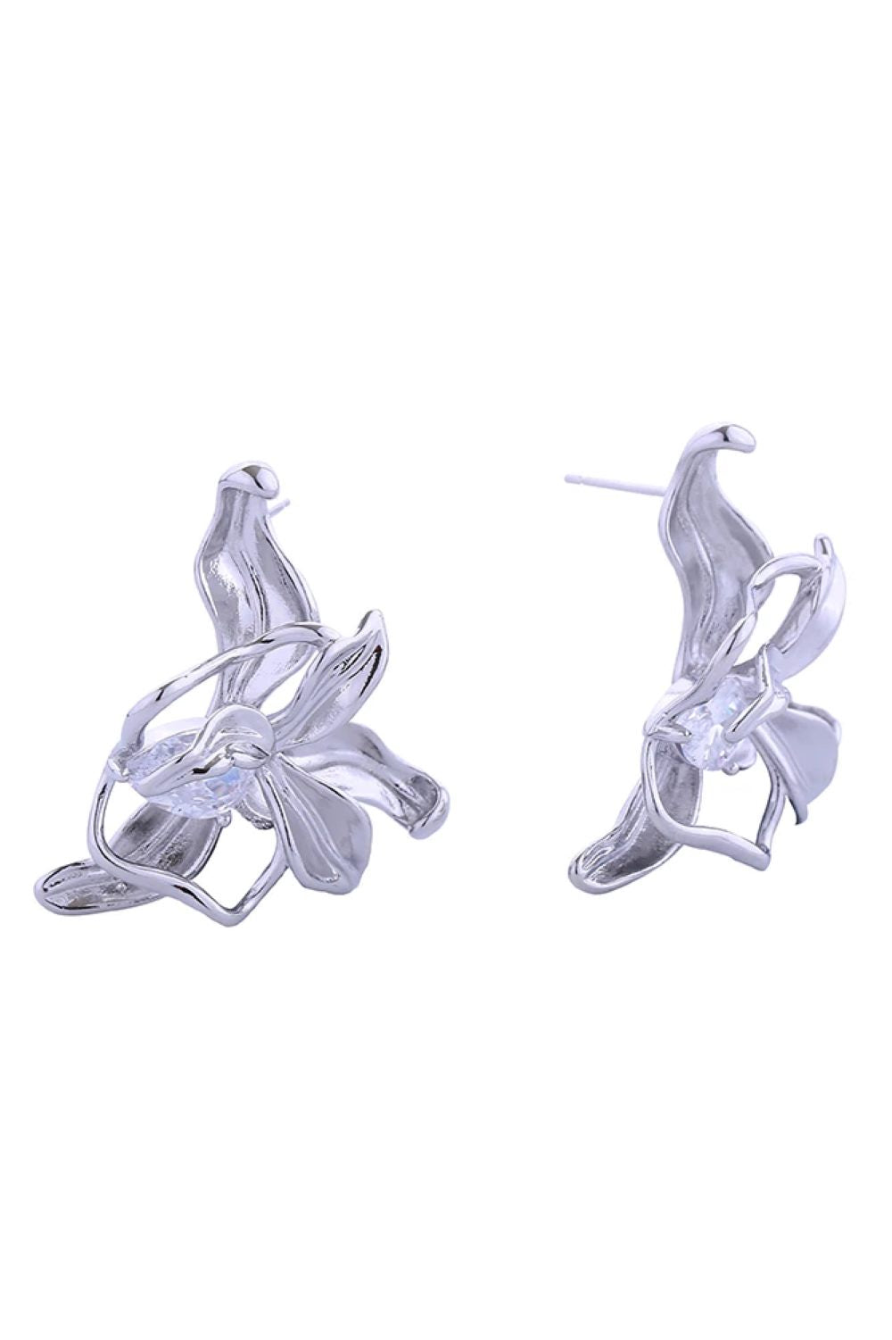 14K Petite Flower Pave CZ Post Earrings