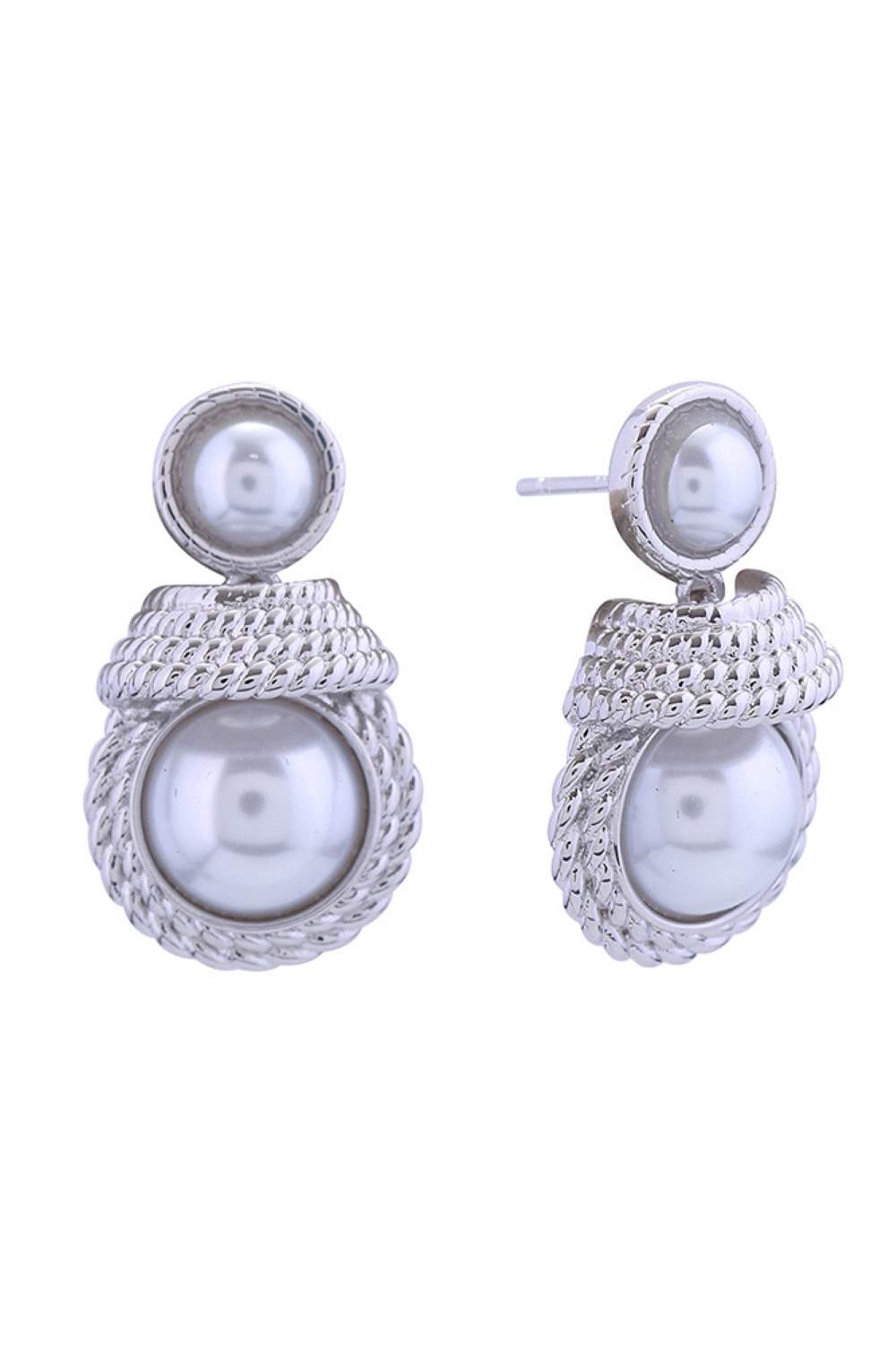 14K Princess Double Pearl Post Earrings