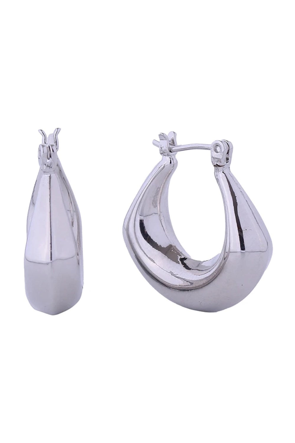 14K Puffy Hoop Pincatch Earrings
