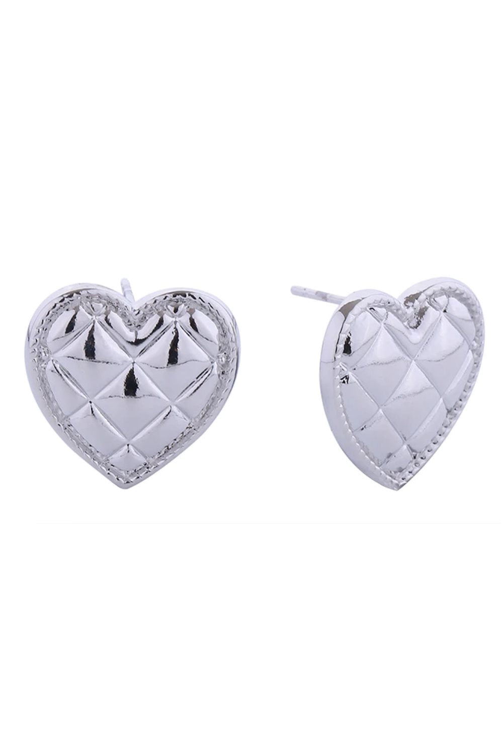 14K Quilted Heart Post Earring