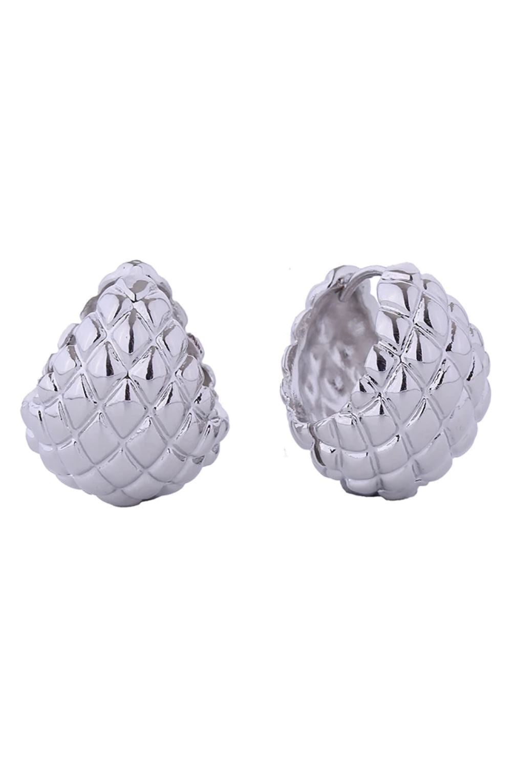 14K Quilted Texture Huggie Earrings