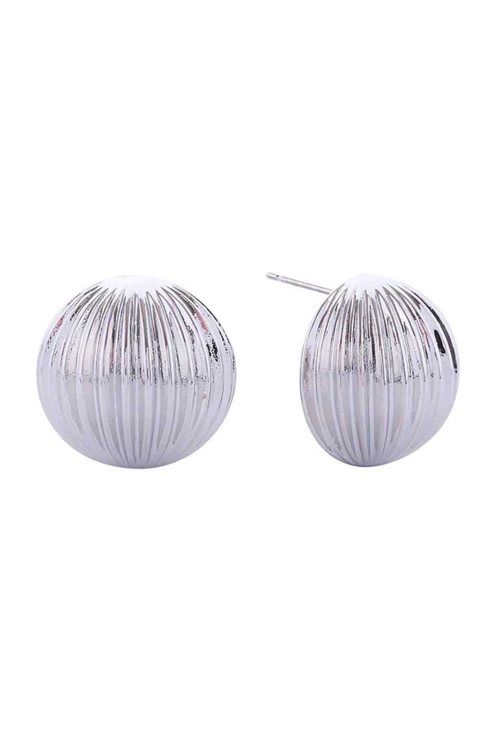 14K Ribbed Round Post Earring