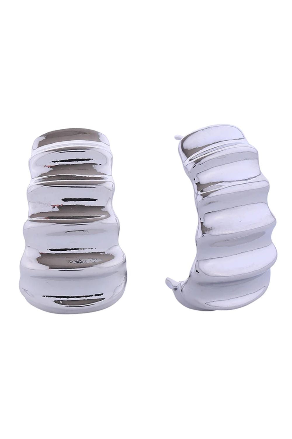 14K Ribbed Wave Post Earring