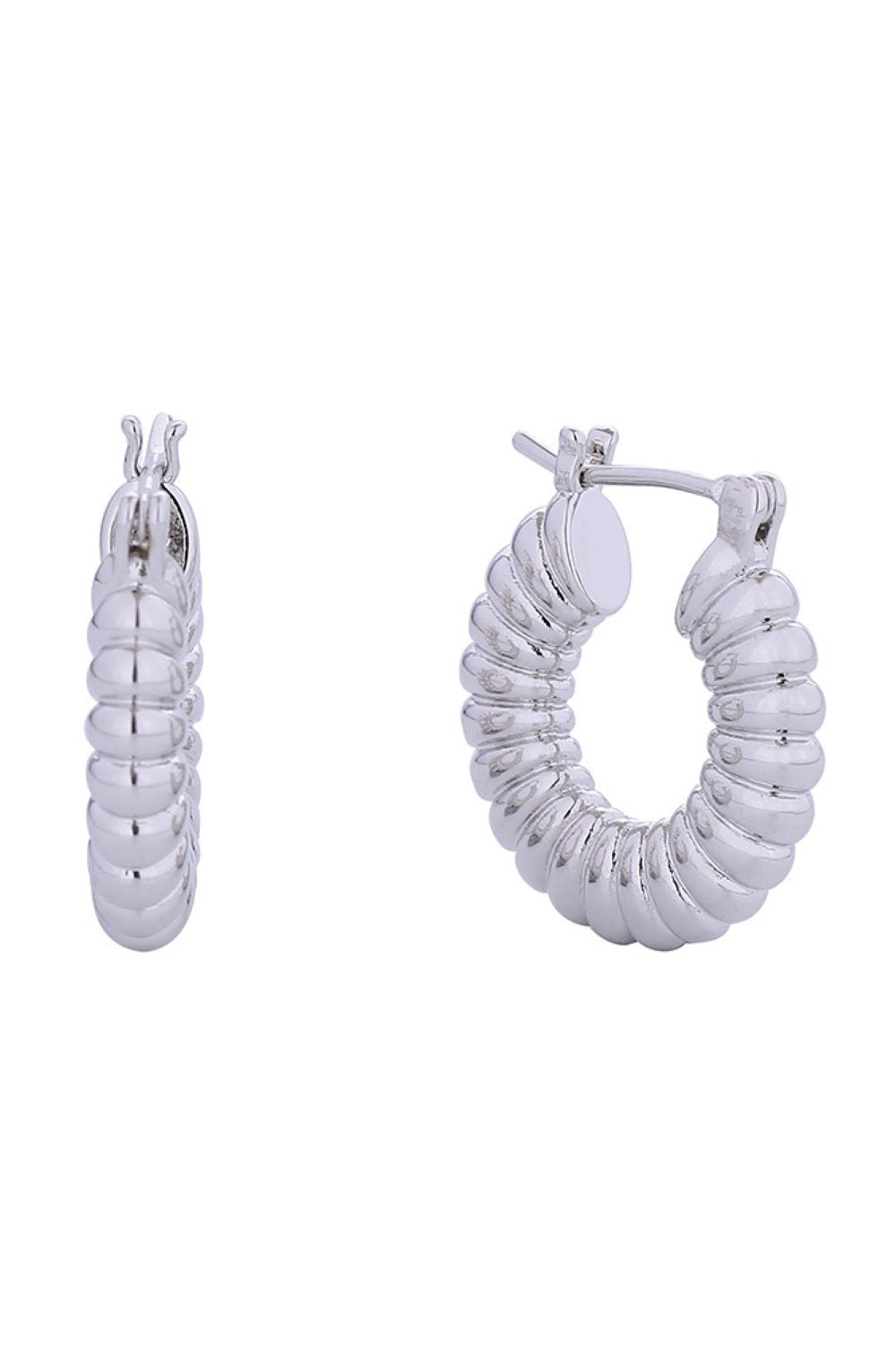 14K Ridged Hoop Pincatch Earrings