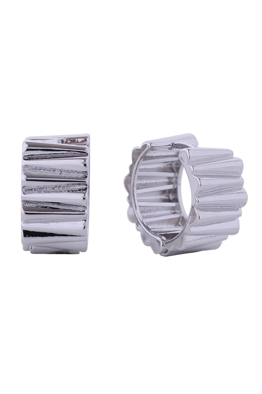 14K Ridged Huggie Hoop Earrings