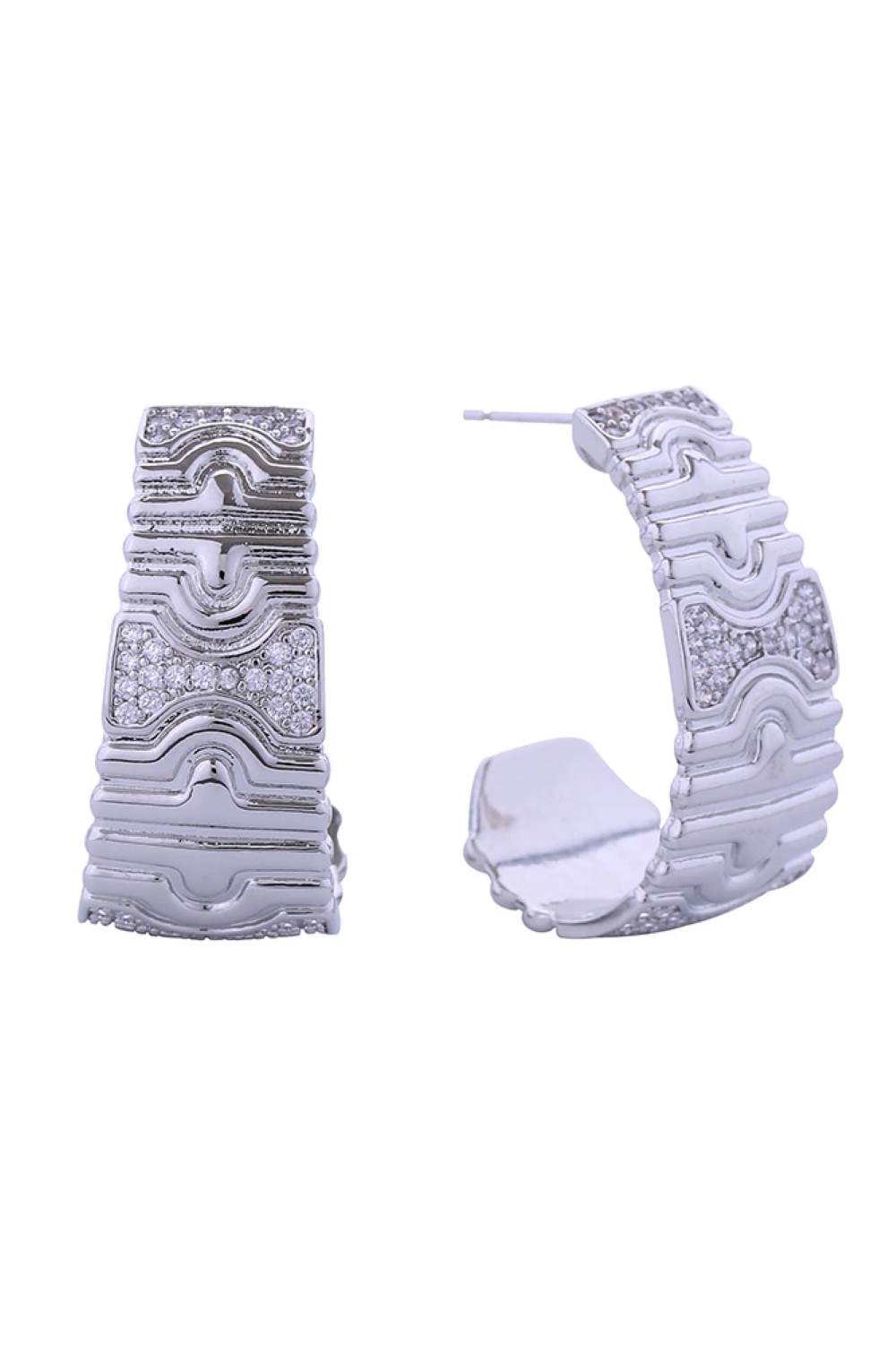 14K Serpent Pave CZ Post Earrings