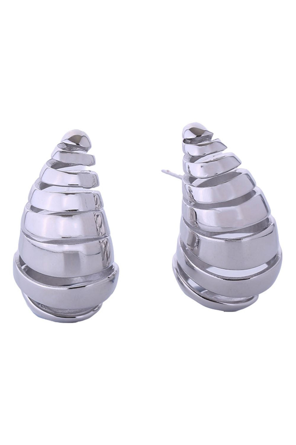 14K Spiral Hollow Post Earrings