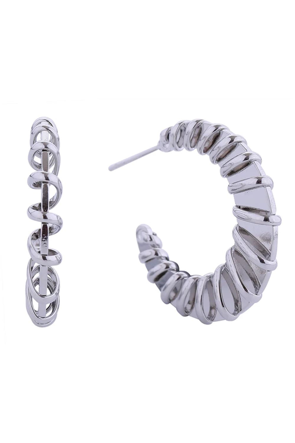 14K Spiral Wave Post Earring