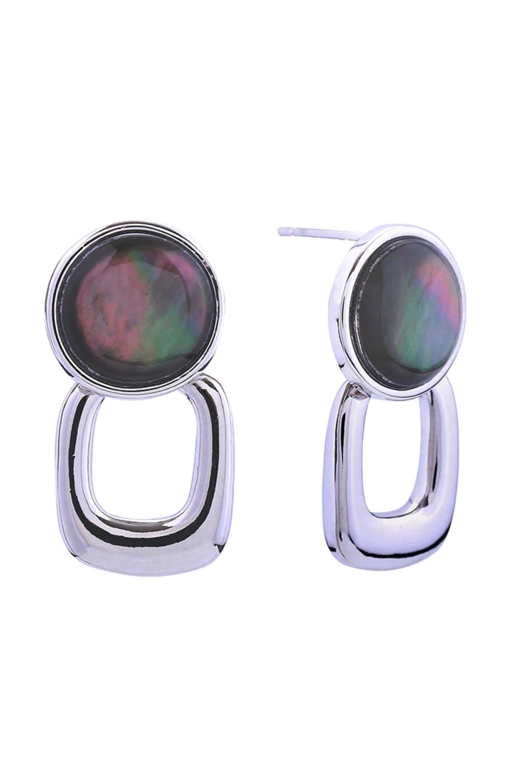 14K Square Drop Button Post Earrings