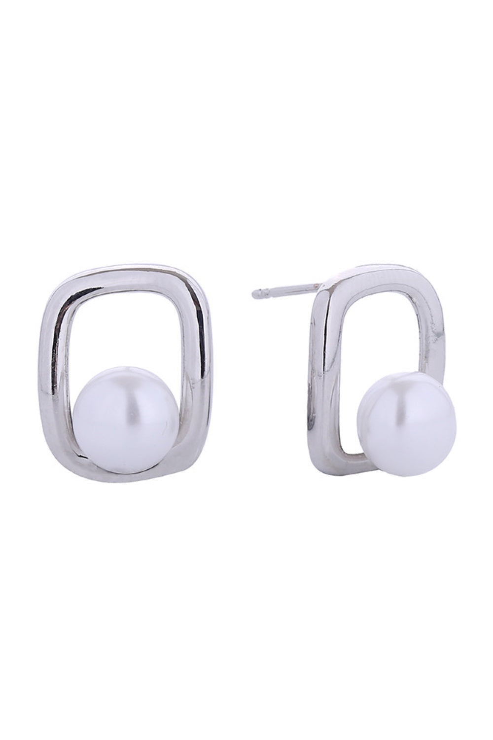 14K Square Pearl Post Earrings