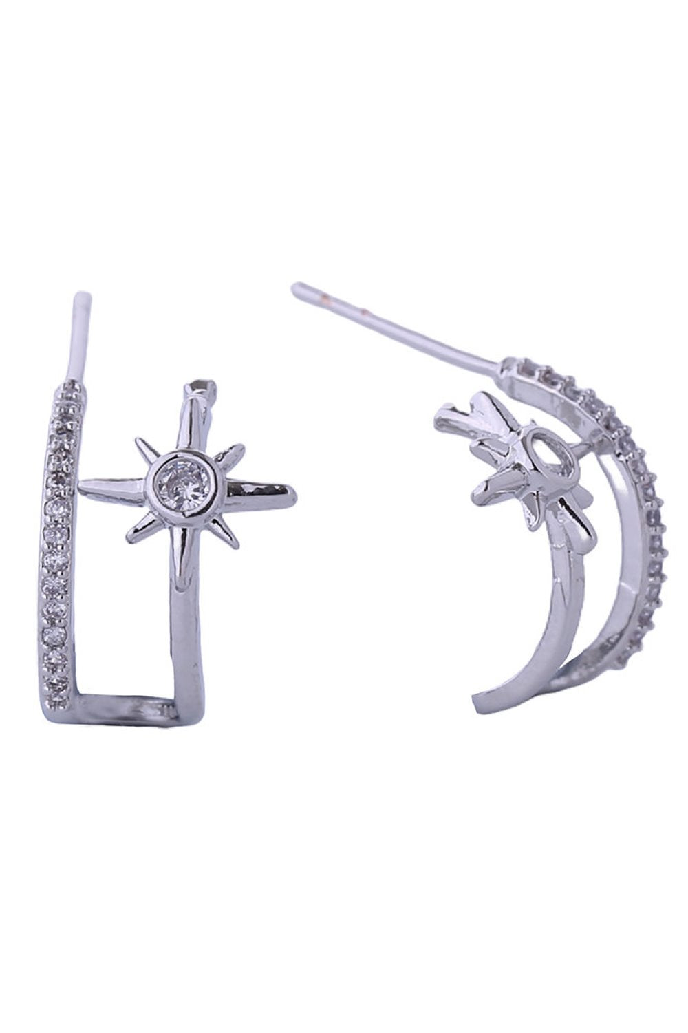 14K Starburst Pave CZ Post Earrings
