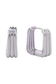 14K Striped Square Huggie Earrings