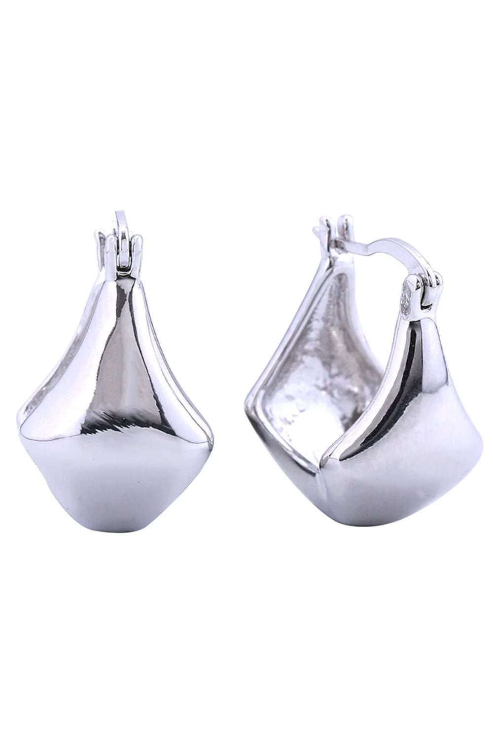 14K Symmetric Puff Hoop Pincatch Earring