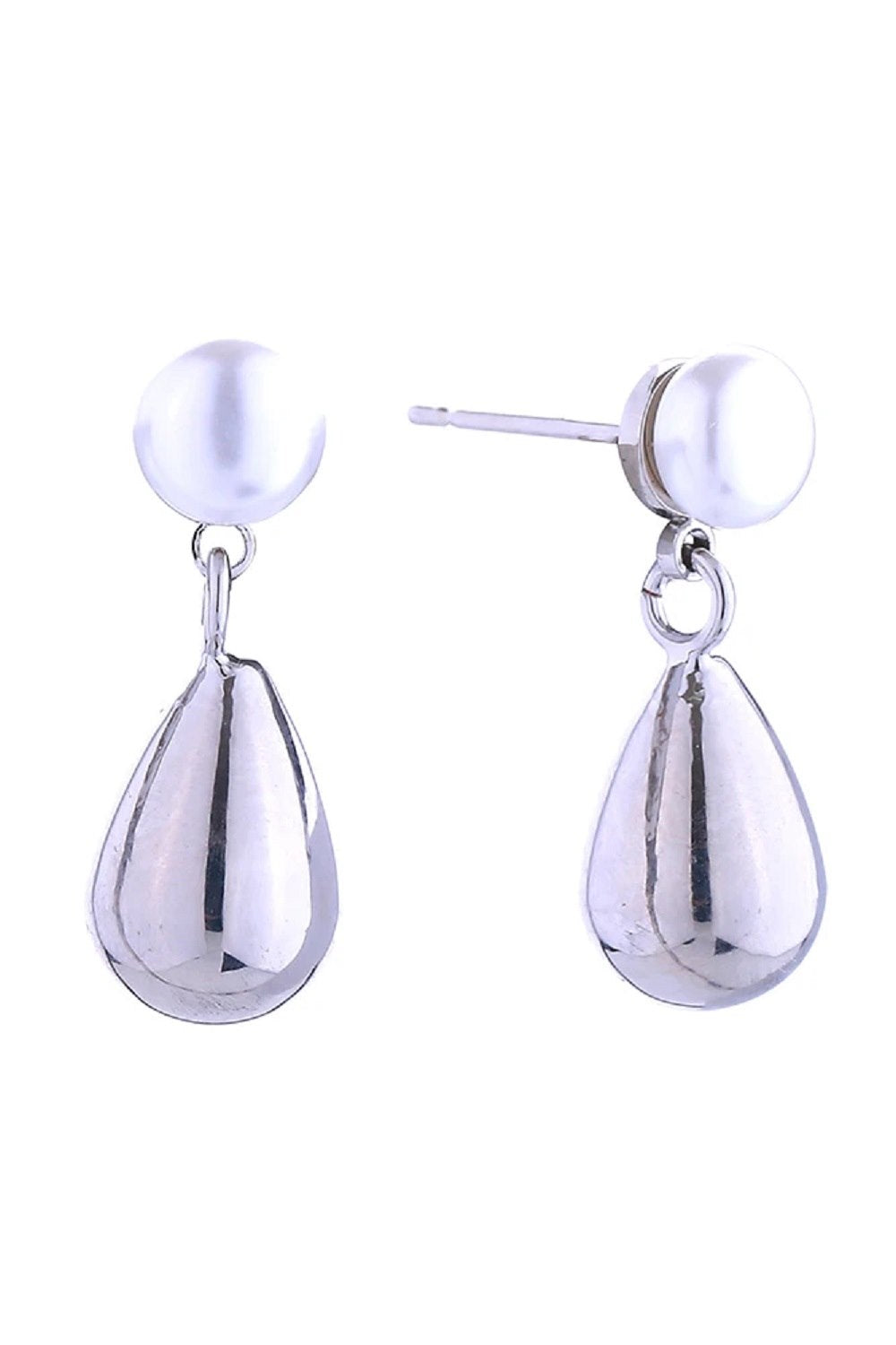 14K Teardrop Pearl Post Earrings