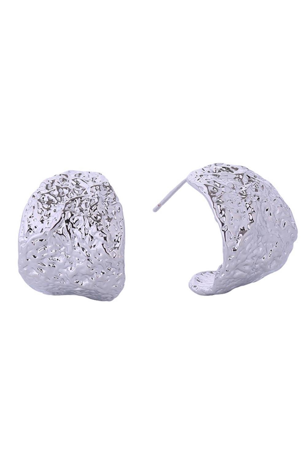 14K Textured Hoop Post Earrings