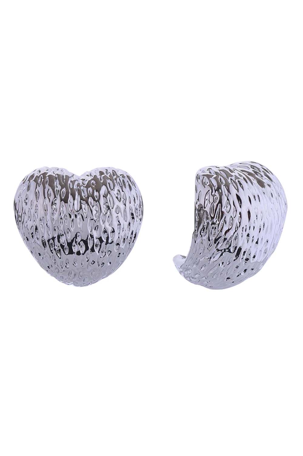 14K Textured Puff Heart Post Earring