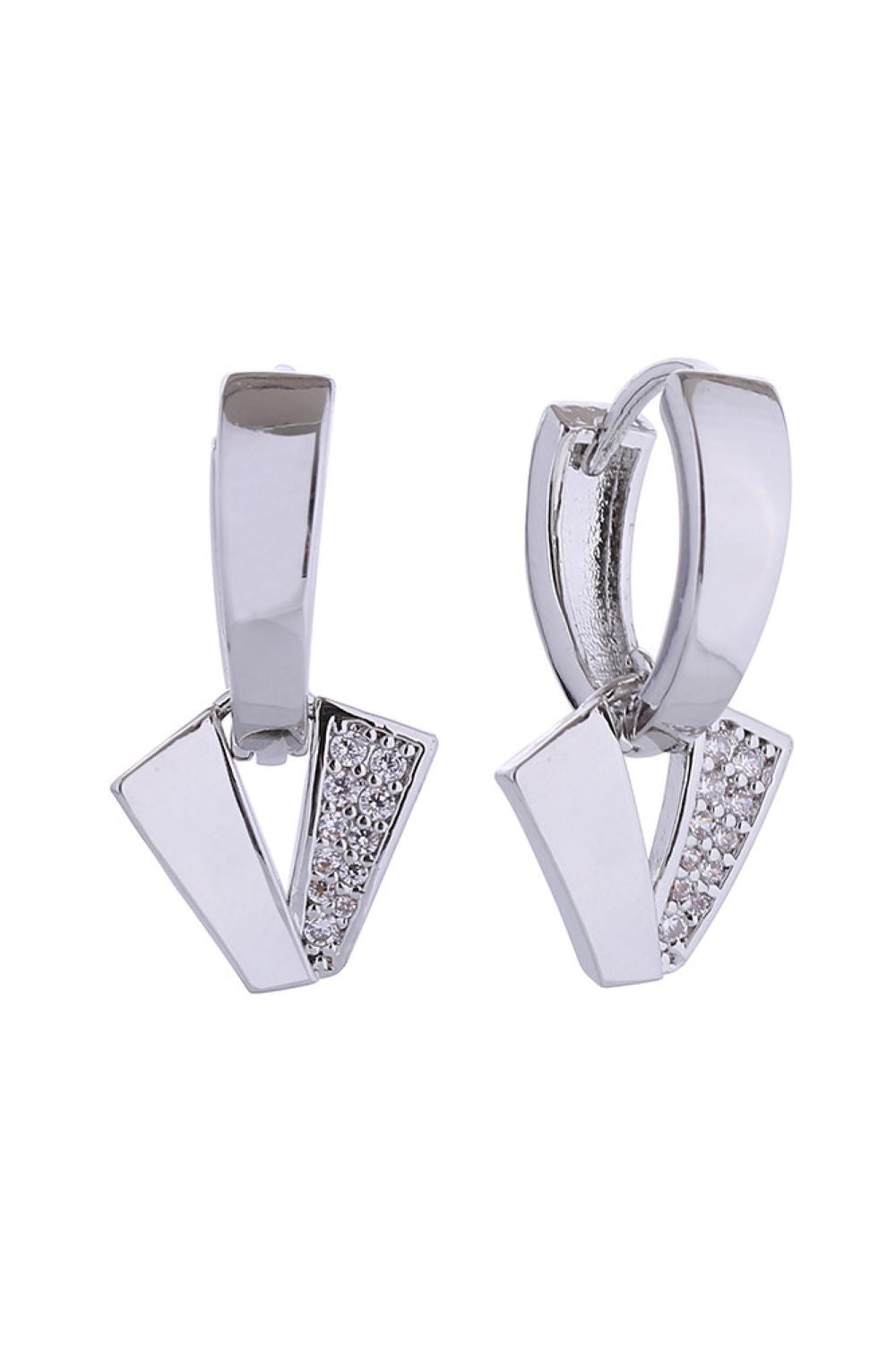 14K Triangle Dangle Huggie Earrings