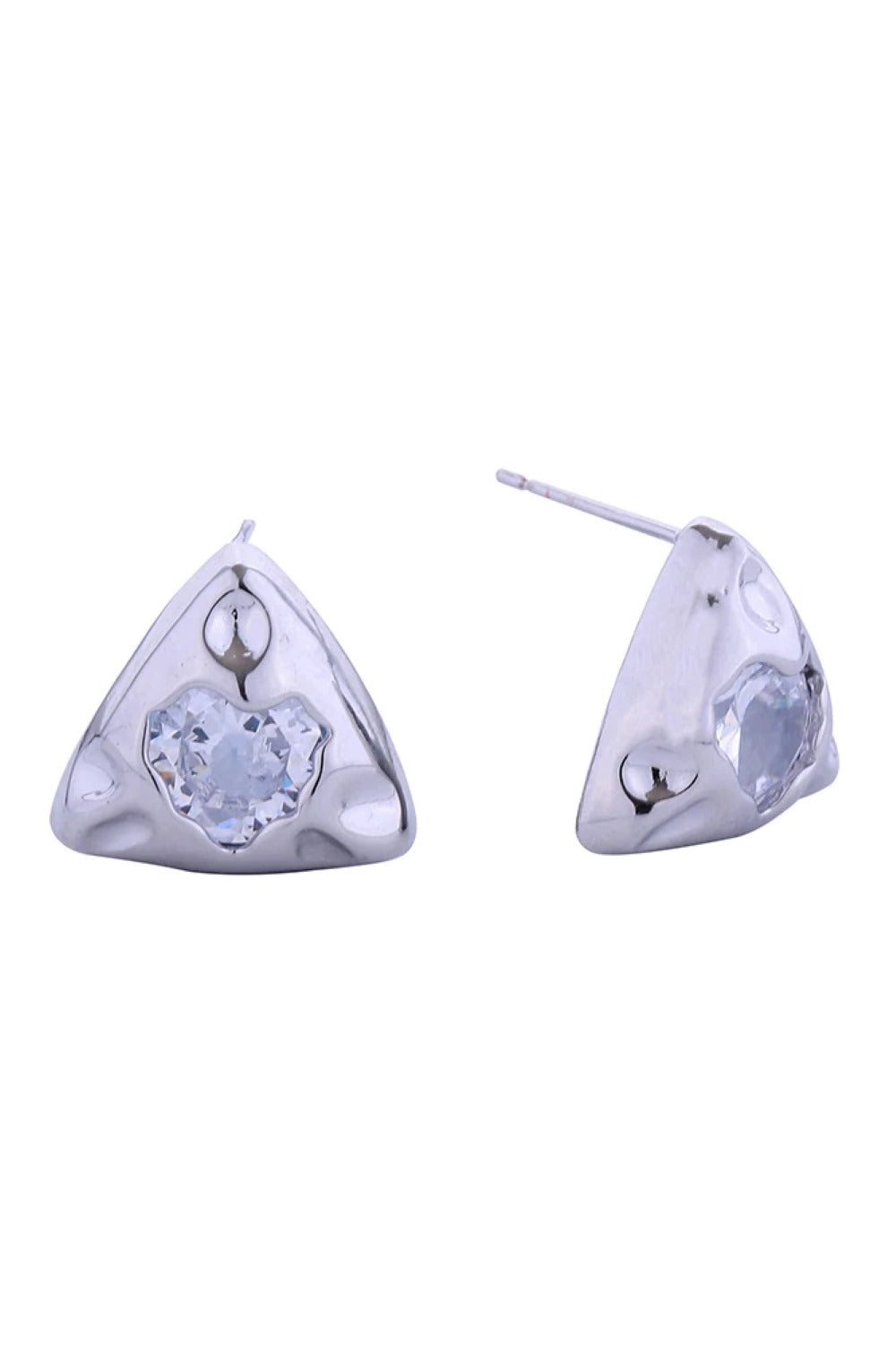 14K Triangle Heart Pave CZ Post Earring