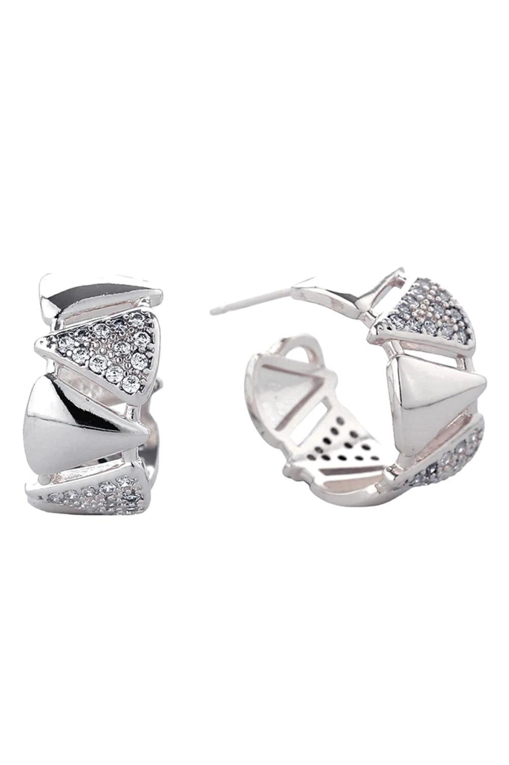 14K Triangle Pave CZ Post Earring