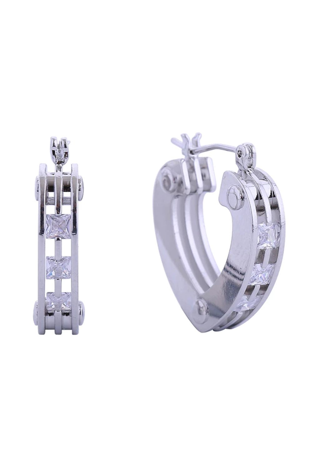 14K Trio Layer Heart Pincatch Earring