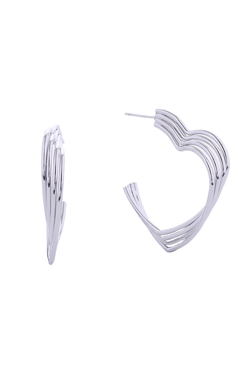 14K Triple Open Heart Post Earrings