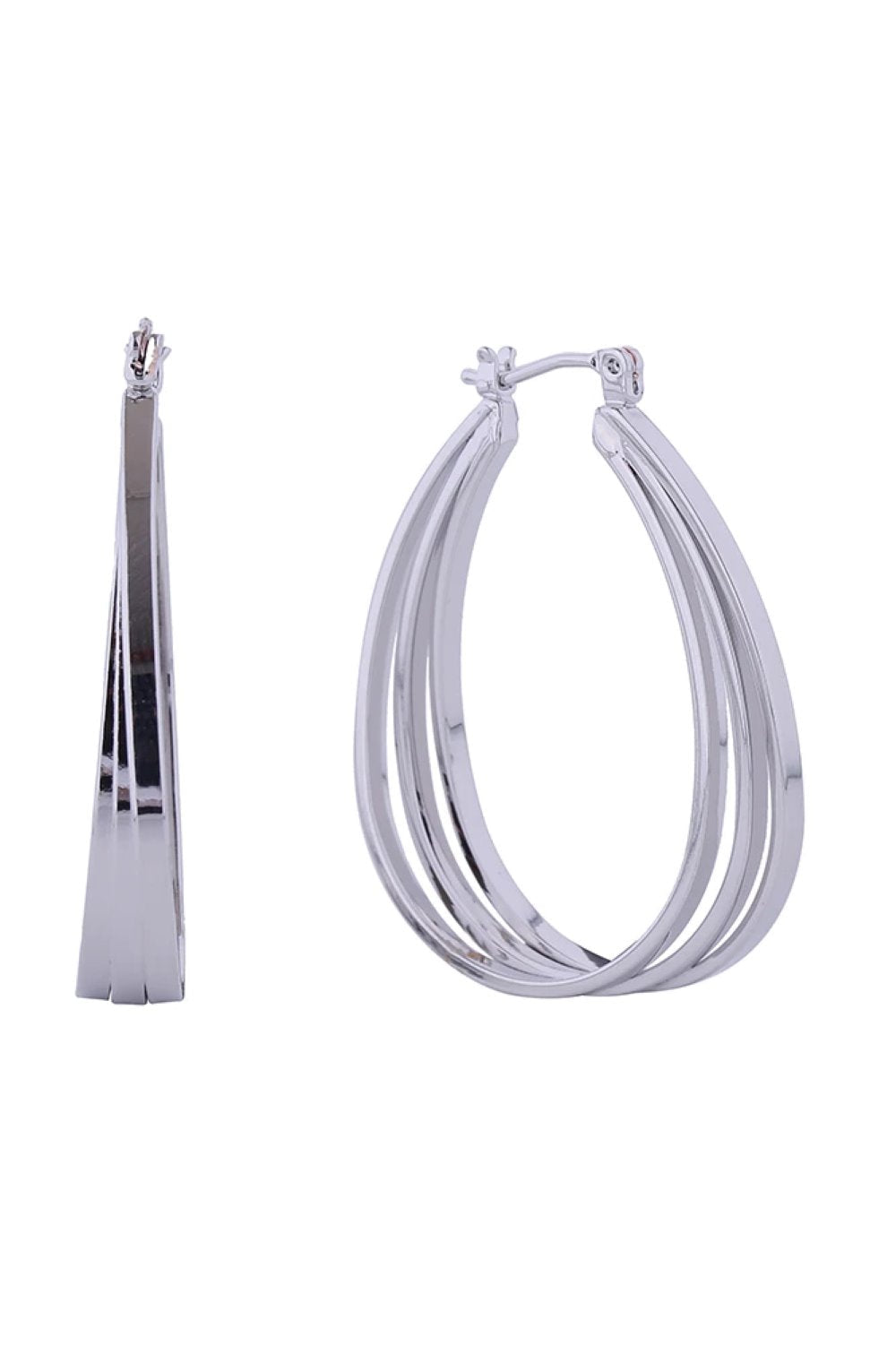 14K Triple Oval Hoop Pincatch Earrings