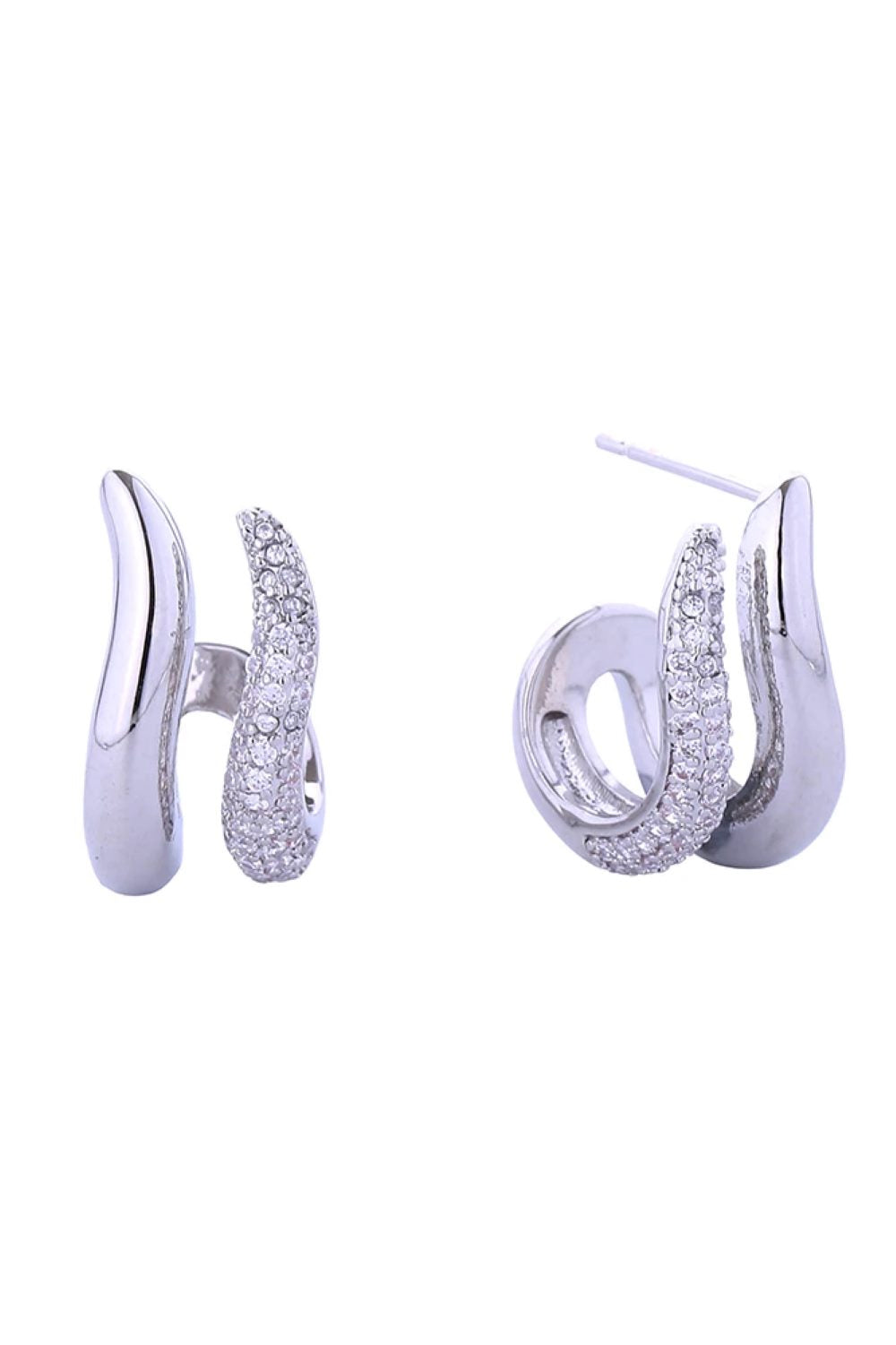 14K Twin Hoop Pave CZ Post Earring