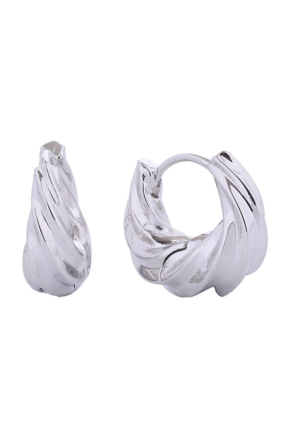 14K Twisted Wave Hoop Earrings