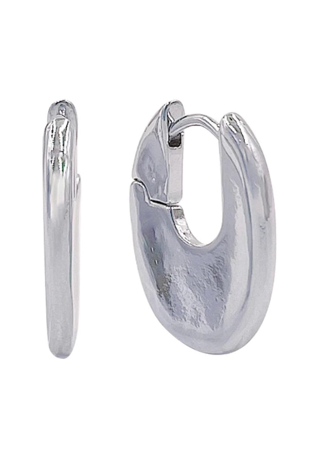 14K U Shaped Huggie Hoop Earrings