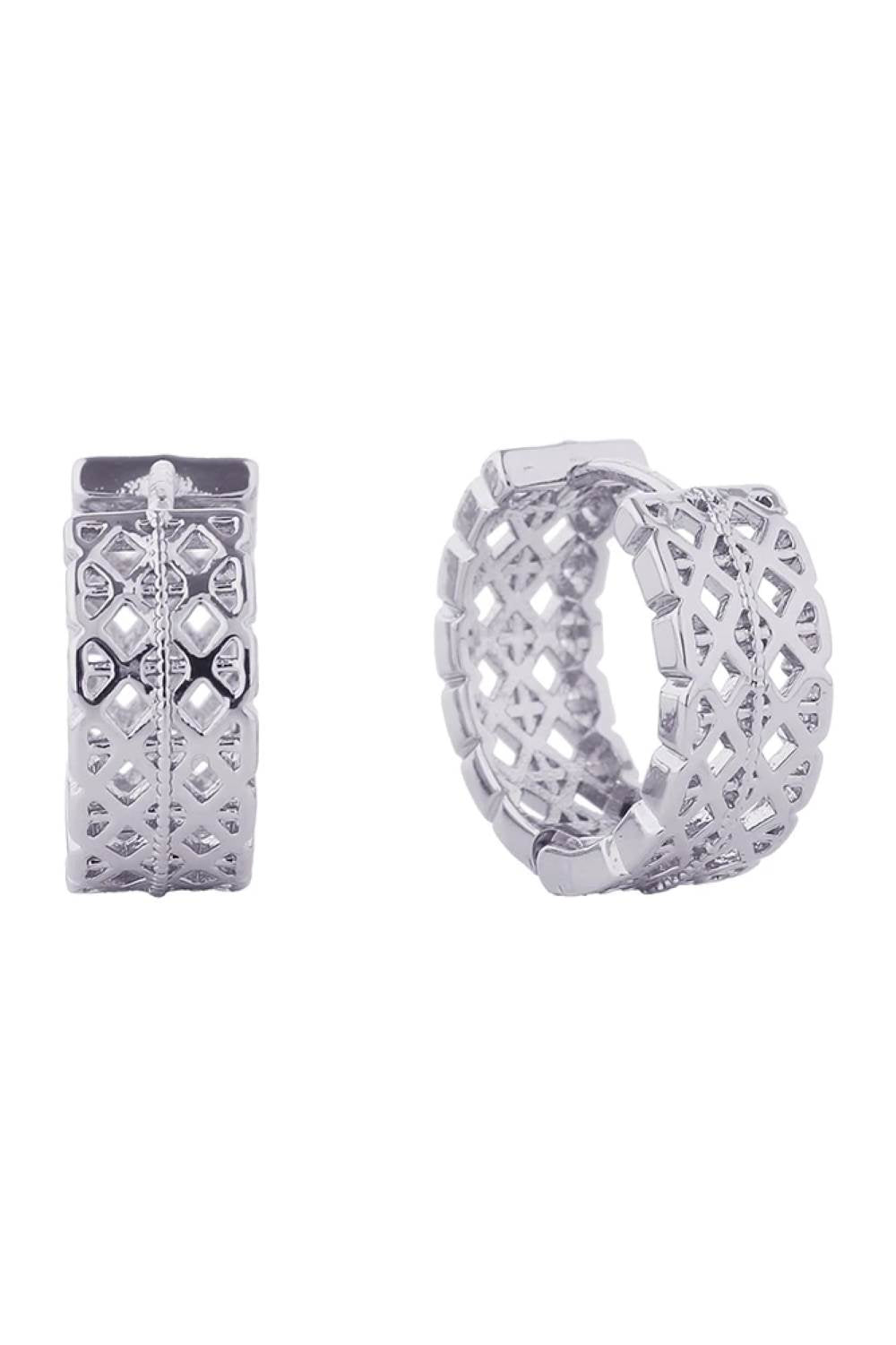 14K Woven Cut Huggie Earrings