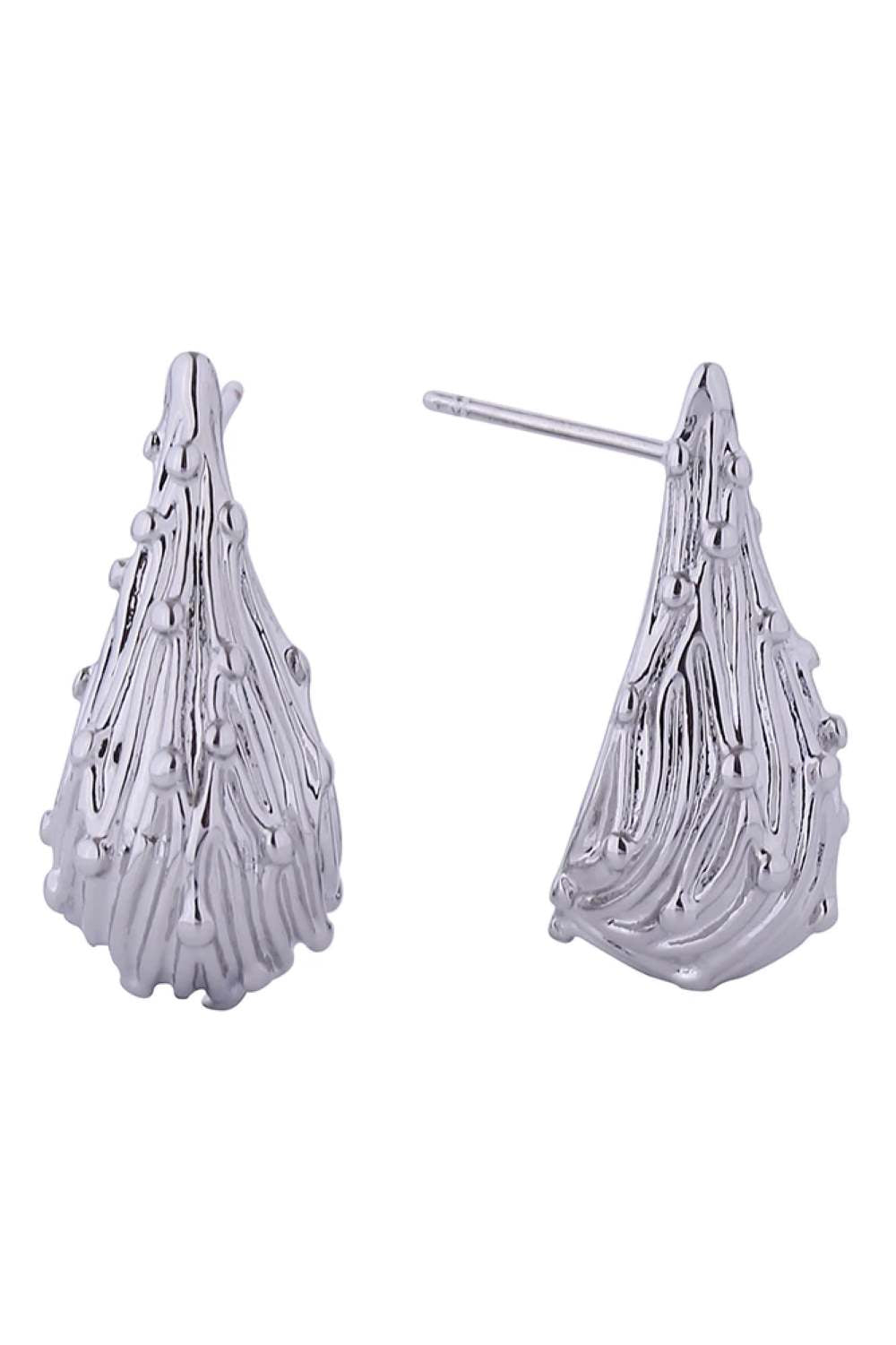 14K Wrinkled Teardrop Post Earrings