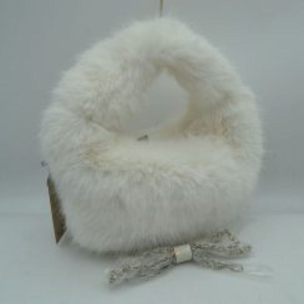Fluffy Plush Handbag with Integrated Top Handle and Chain Strap