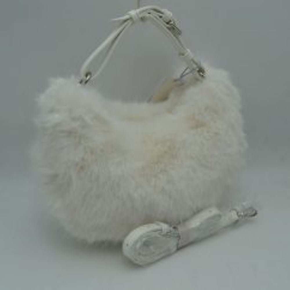 Plush Faux Fur Hobo Handbag with Adjustable Top Handle and Strap
