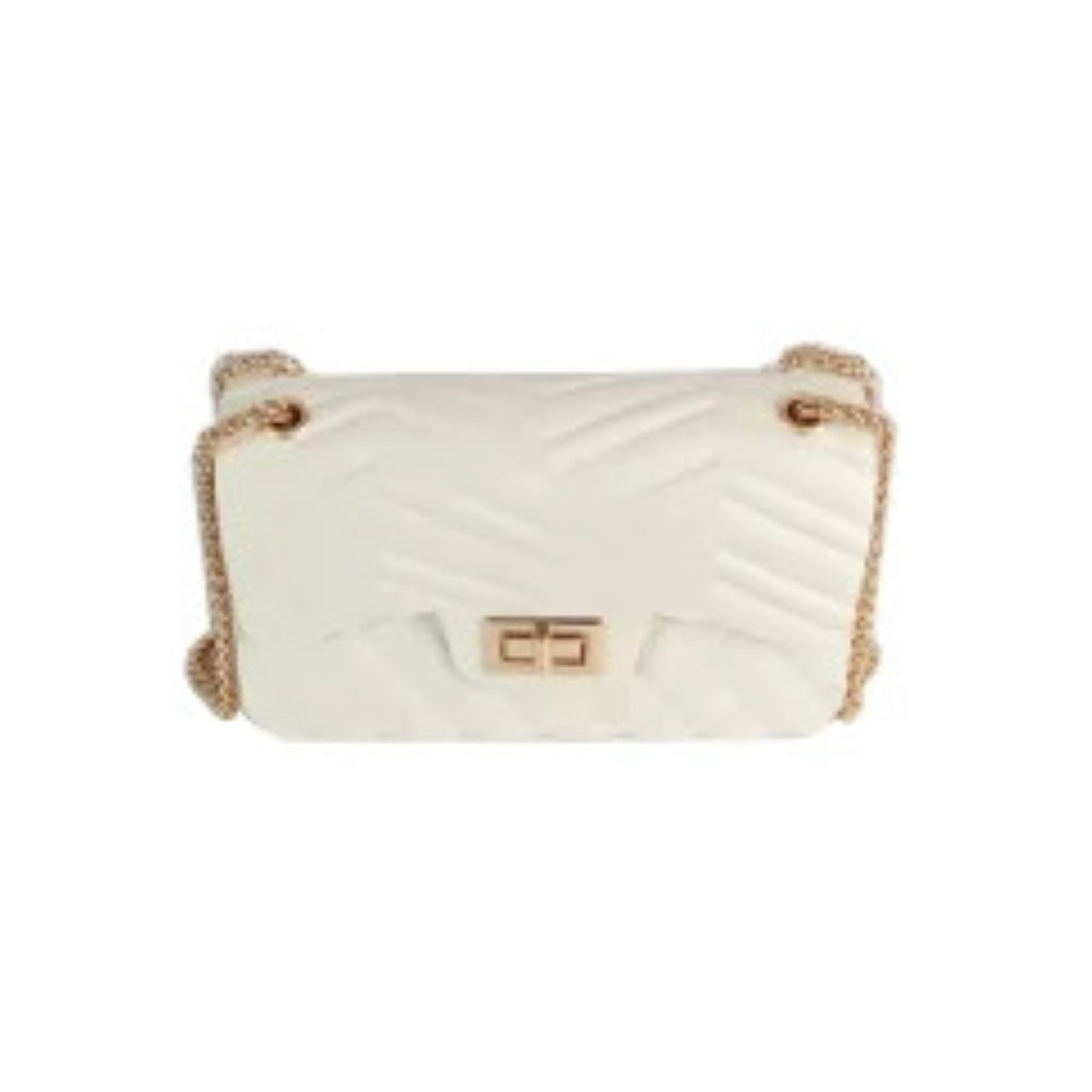 Chevron Quilted Flap Crossbody Bag with Chain Strap